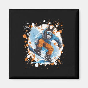 Donkey Snowboarding Animal Snowboard  Magnet