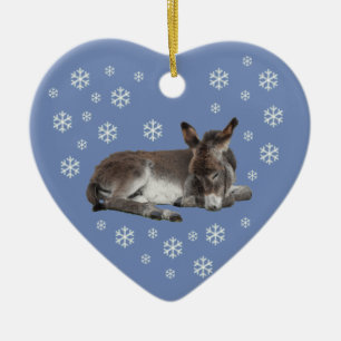 Donkey Snowflakes on Blue Ceramic Tree Decoration