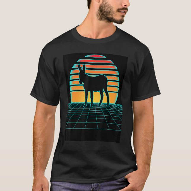 Donkey Synthwave 80s Style Aesthetic Retro Wave An T-Shirt (Front)