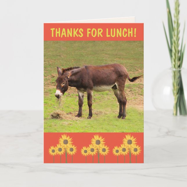Donkey Thanks For Lunch Thank You Card (Front)