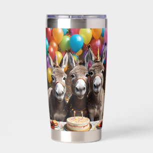 Donkey Triplets Celebrating Their Birthday, Insulated Tumbler