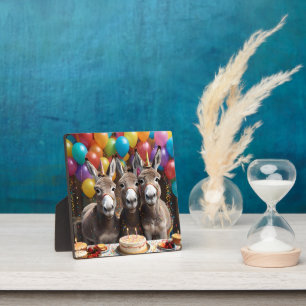 Donkey Triplets Celebrating Their Birthday, Plaque