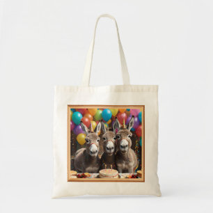 Donkey Triplets Celebrating Their Birthday, Tote Bag