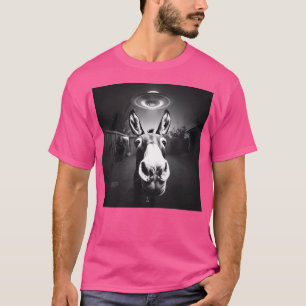 Donkey Ufo Selfie Realistic Alien Encounter Photo T-Shirt
