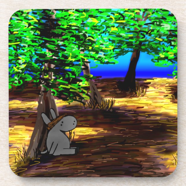 donkey under olive tree coaster (Front)