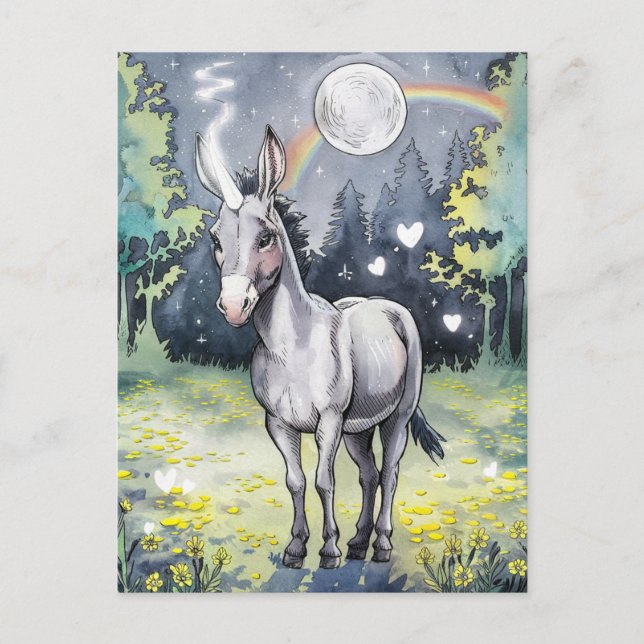 Donkey Unicorn Postcard (Front)