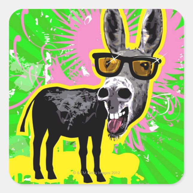 Donkey Wearing Sunglasses Square Sticker (Front)