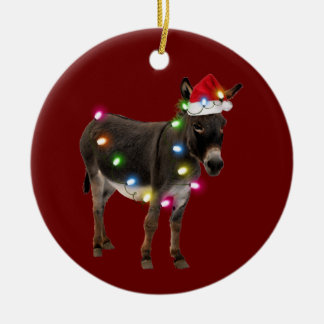 Donkey With Hat Scaft Christmas Ceramic Tree Decoration