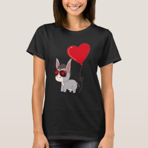Donkey With Heart Balloon Valentines Day Love Boys T-Shirt