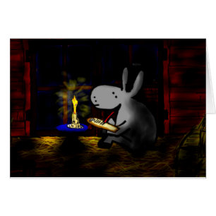 donkey writing by candlelight