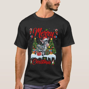 Donkey Xmas Tree Lighting Santa Hat Donkey Christm T-Shirt