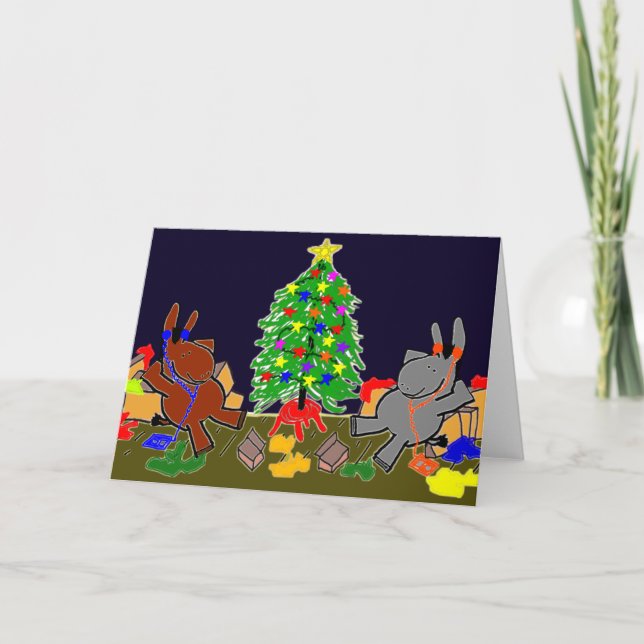 donkeys and christmas tree holiday card (Front)