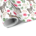 Donkeys and Pink Roses Wedding Wrapping Paper<br><div class="desc">Donkeys and Pink Roses Wedding Wrapping Paper. Paper Colour is White. Available in multiple colours,  sizes and two finishes. www.hotpocketgraphics.com</div>