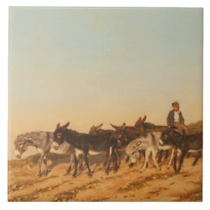 Donkeys in the South of France (by Eugène Burnand) Tile