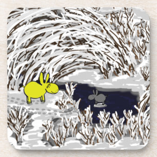 donkeys in winter coaster
