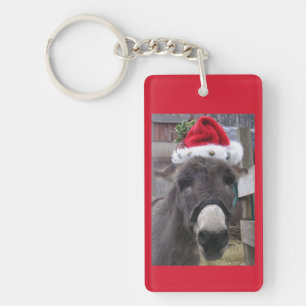 "Donkeys Make Great Santas!" Key Ring