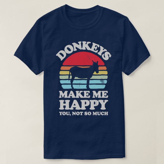 Donkeys Make Me Happy Sunset Retro for Men Women B T-Shirt (Design Front)