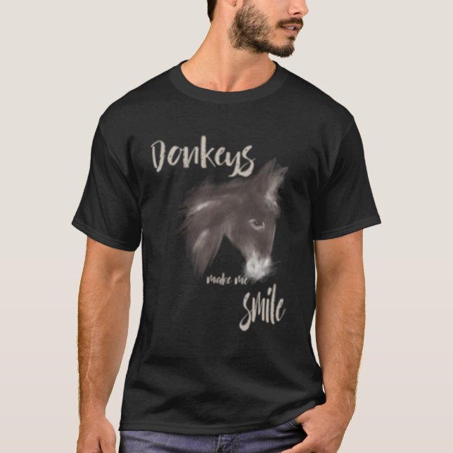 Donkeys Make Me Smile Donkey T-Shirt (Front)