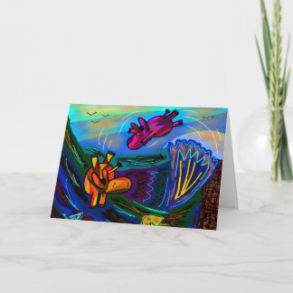 donkeys swimming card