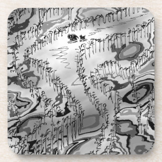 donkeys walking through abstract shadows coaster