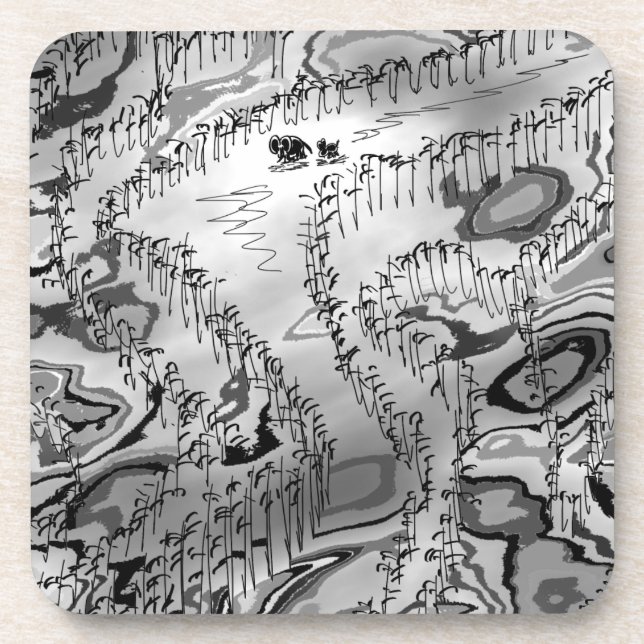 donkeys walking through abstract shadows coaster (Front)