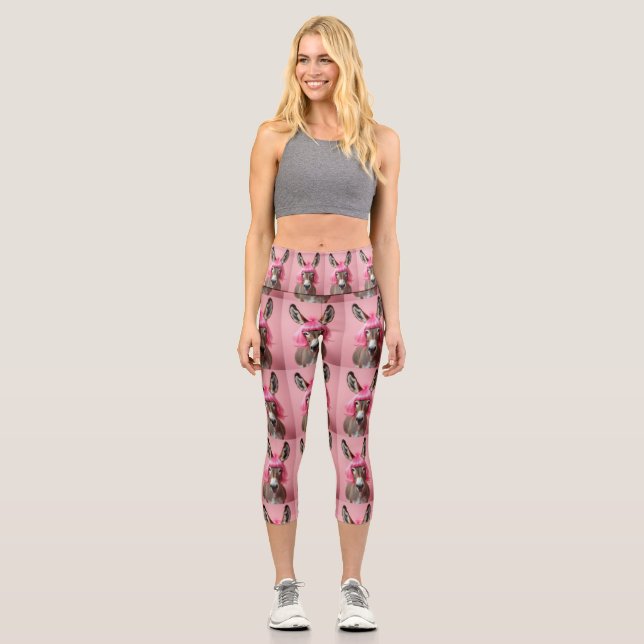 donky with a pink wig capri leggings (Front)