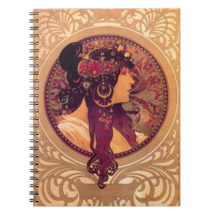 Donna Orechini by Alphonse Mucha Notebook