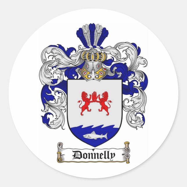DONNELLY FAMILY CREST -  DONNELLY COAT OF ARMS CLASSIC ROUND STICKER (Front)