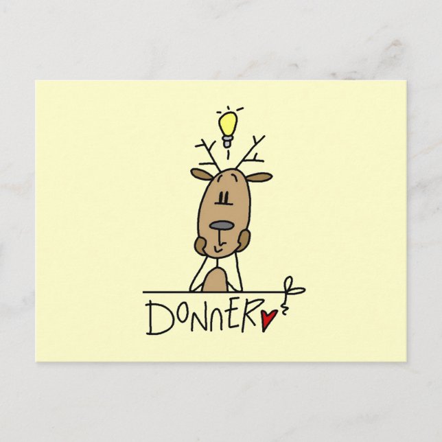 Donner Reindeer Christmas T-shirts and Gifts Holiday Postcard (Front)