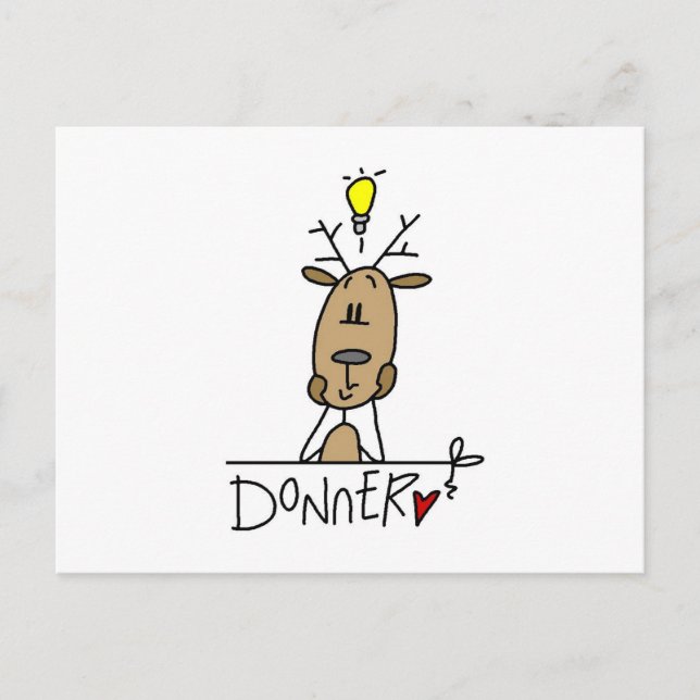 Donner Reindeer Christmas T-shirts and Gifts Holiday Postcard (Front)