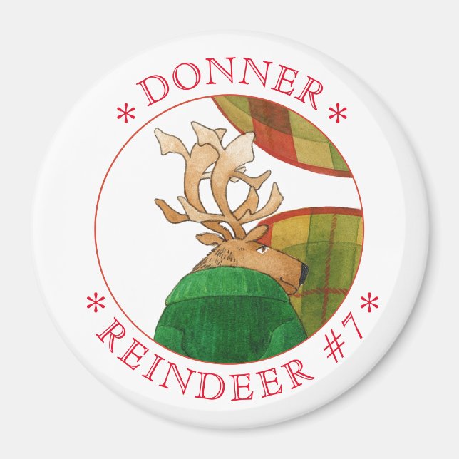 DONNER REINDEER Round Magnet (Front)
