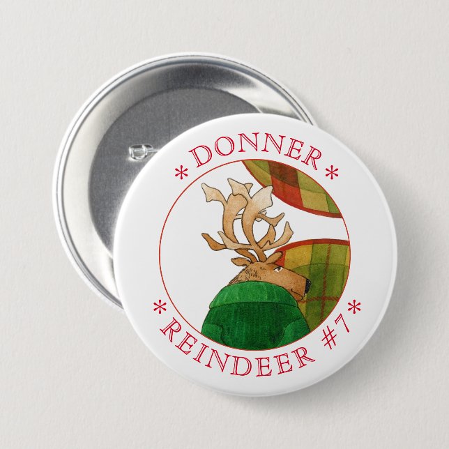 DONNER REINDEER Round Pin Button (Front & Back)