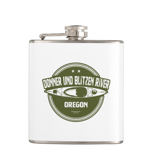 Donner und Blitzen River Oregon Kayaking Hip Flask (Front)