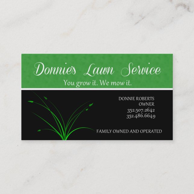 Donnie's Lawn Service Business Card (Front)