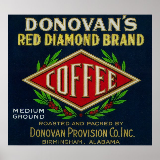 Donovan's Coffee LabelBirmingham, AL Poster (Front)