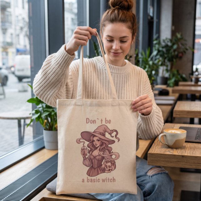 Don't Be A Basic Witch - Sassy Boba Tea & Skull Tote Bag (Creator Uploaded)