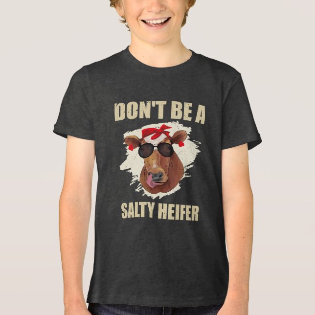Don't Be A Salty Heifer cows lover Tri-Blend Shirt (Front)