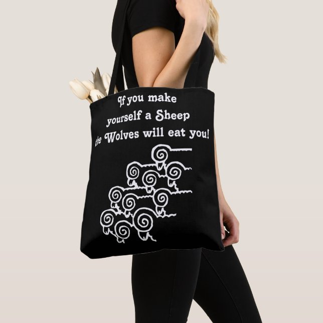 Don't be a Sheep (black) Tote (Close Up)