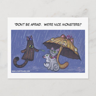 "Don't be afraid.  We're nice monsters!" Postcard
