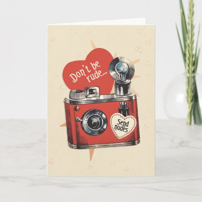 DON'T BE RUDE - naughty retro Valentines day card (Front)