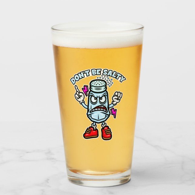 Don't Be Salty, Funny Illustration Glass (Front Filled)