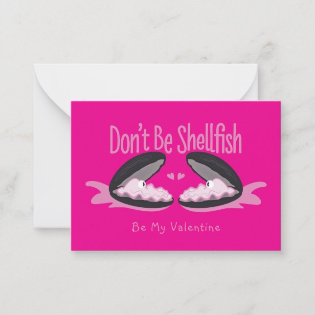 Don't Be Shellfish Oysters Kids Valentine Card (Front)