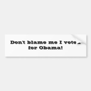 Don't blame me I voted for Obama! Bumper Sticker