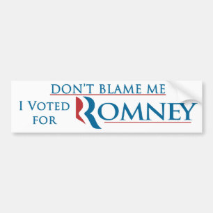 Don't Blame Me I Voted For Romney With Logo Bumper Sticker