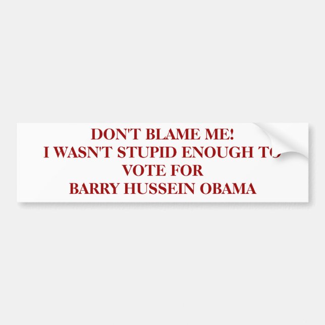 DON'T BLAME ME!I WASN'T STUPID ENOUGH TO VOTE F... BUMPER STICKER (Front)