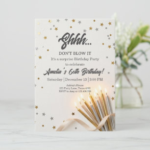 Don't Blow It Gold Glitter Surprise Birthday Party Invitation