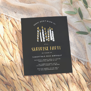 Don't Blow It Gold Glitter Surprise Birthday Party Invitation Postcard