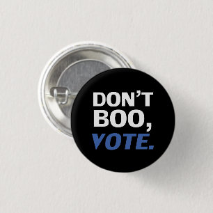 "Don't boo, vote" Halloween, election black blue 3 Cm Round Badge
