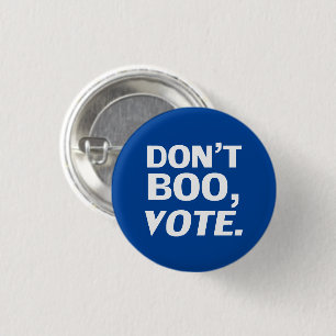 Don't boo vote white blue typography Halloween 3 Cm Round Badge