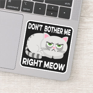 DON'T BOTHER ME RIGHT MEOW - Funny Lazy Cat Sticke